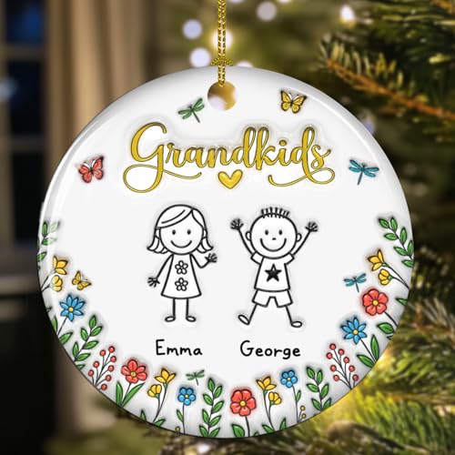 Grandkids Personalized Ceramic Ornament