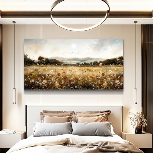Large Wall Canvas Picture Aesthetics Vintage Lawn Painting With Printed Wall Art For Restaurant Classical Landscape Wall Decor For Office Living Room Bedroom Home Decoration 30 X 60 Inches