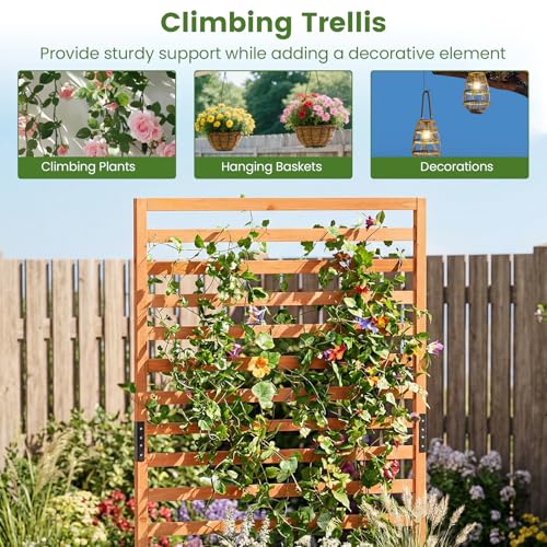 59" Raised Garden Bed with Trellis & Detachable Base Panel