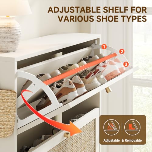 Shoe Cabinet Storage for Entryway Slim 9.5" Freestanding Floor Base Shoe Storage Cabinet