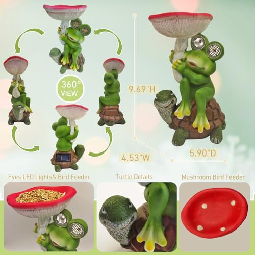 Frog Turtle Solar Garden Statue Light Outdoor Figurine for Yard Decor