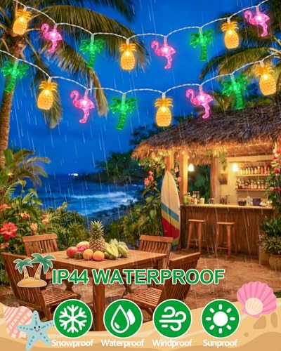50 LED 25Ft Sumer Tropical String Lights Flamingo Pineapple Palm Tree Light