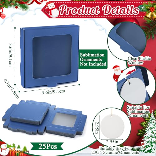 25 Pcs Christmas Sublimation Ornament Blanks Box (25 Count)