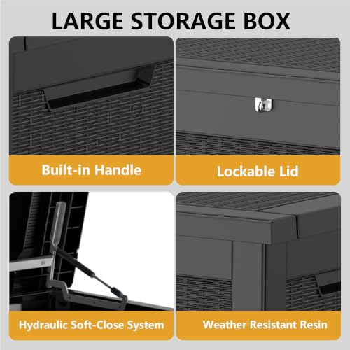 325 Gallon Outdoor Storage Box Waterproof Lockable Resin Deck Box Large
