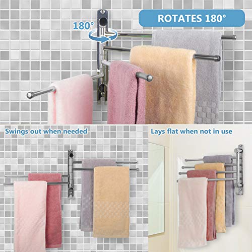 Bathroom Towel Rack JSVER 4 Arms Swivel Towel Holder