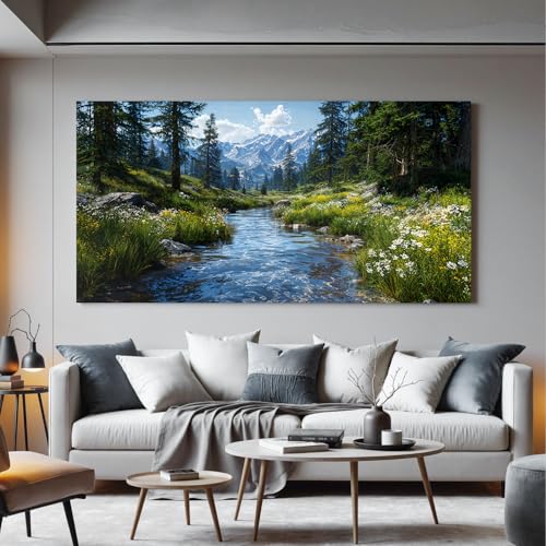 Large Green Landscape Wall Art For Living Room Nature Wall Art 35"X70"