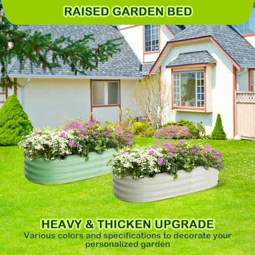 2 Pcs 4.5x2x1.5ft Oval Raised Garden Bed (2 Count)