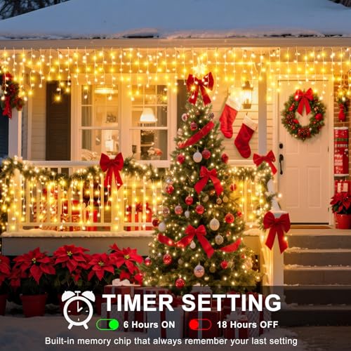 33FT 400 LED Icicle Lights for Outside