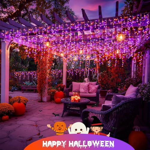 Orange and Purple Halloween Lights Outdoor (38.8 Foot)