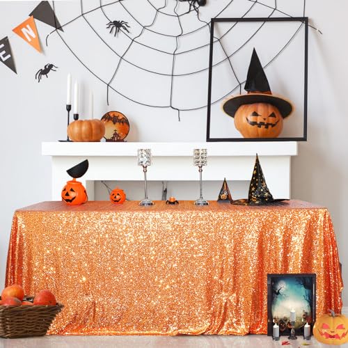 Sequin Tablecloth 50x72 Inch Orange Halloween Thanksgiving Party