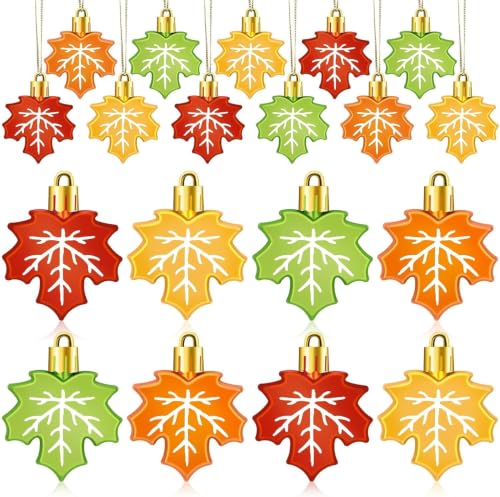 24Pcs Fall Thanksgiving Ornaments for Tree Leaf Hanging Decor (24 Count)