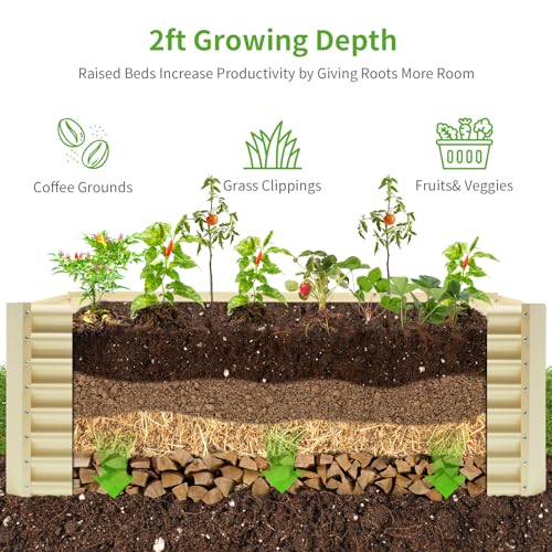 8×4×2ft Galvanized Raised Garden Bed