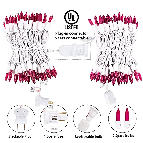 Clear Christmas Pink String Lights 100 Count 20 Feet (26.5 Foot)