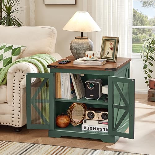 24'' End Table Set 2 with Charger for Living Room (2 Count)