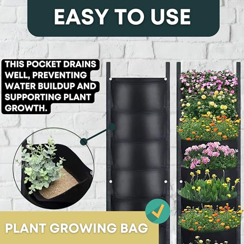 Fence Planters Wall Planters for Outdoors Plants Vertical Planter Balcony Planter Vertical Garden Wall Pocket Planter Outdoor Wall Planter Fence Garden Planter Vertical Wall Garden (7 Count)