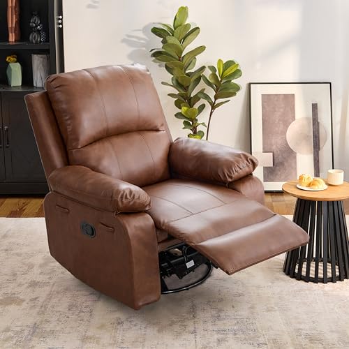 360° Swivel Rocking Leather Recliner Chair for Adults