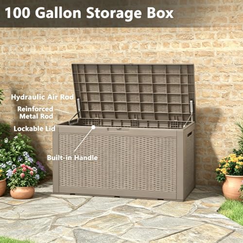 110 Gal Outdoor Storage Box Waterproof Lockable