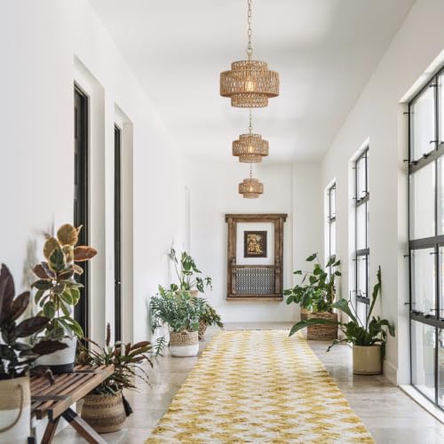 12.6" Gold Rattan Pendant Light