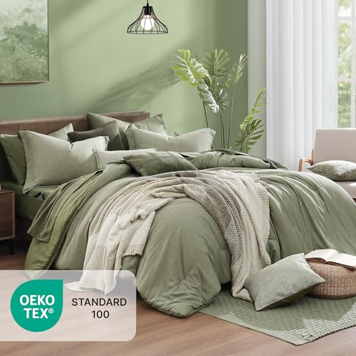 Full Size Comforter Set Sage Green 7 Pieces Bed in a Bag