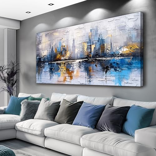 Abstract Canvas Wall Art Painting Yellow Blue Mural Abstract Wall Decoration Bedroom Office Urban Print Painting Graffiti Art For Wall Decor Bathroom Living Room Home Decoration 20x40 In