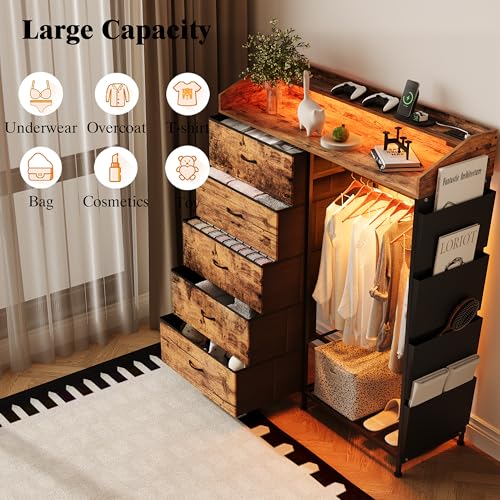 Dresser with Hanging Rack