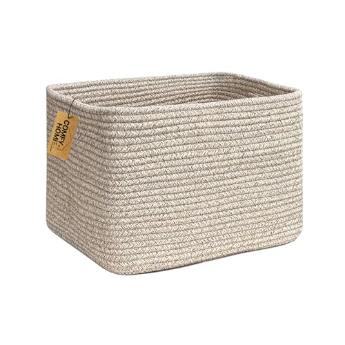 Cotton Rope Woven Basket with Handles for Shelves
