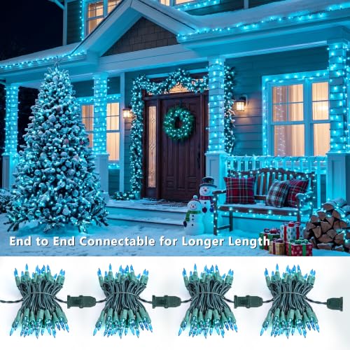 Teal Christmas Incandescent String Lights Outdoor 300 Count 69.6ft