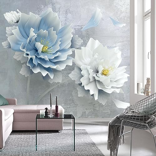 3D Blue Floral Wallpaper Vintage Background Wall Mural for Bedroom