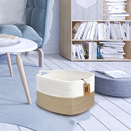 Cotton Rope Woven Basket with Handles for Shelves