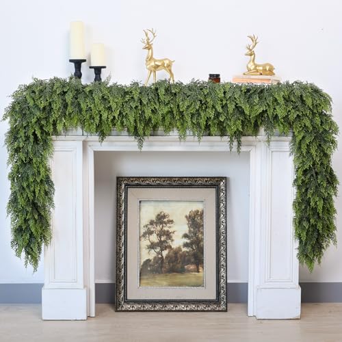 6FT 1Pcs Lifelike Touch Artificial Christmas Cedar Garland for Mantle Decor (6 Foot)