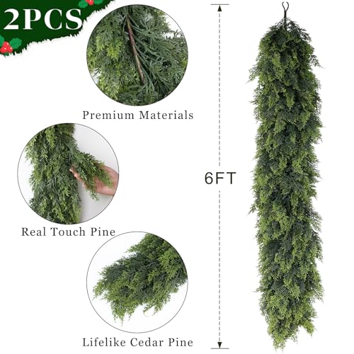 Lifelike Touch Artificial Cedar Garland for Christmas Decor