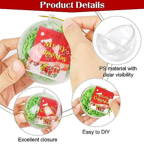 25 Pieces 3.2 Inch Christmas Clear Plastic Fillable Ball Ornaments DIY Craft Transparent Baubles Shatterproof Christmas Tree Hanging Ornaments for Xmas New Year's Birthday Wedding Home Decor (50 Count)