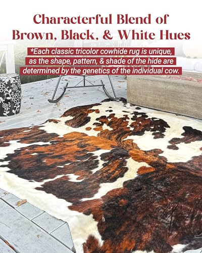 Tricolor Cowhide Rug Classic Brown