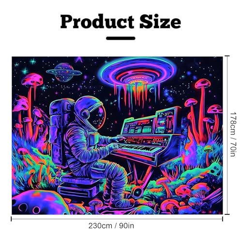 Astronaut Space Blacklight Tapestry 90"x70"