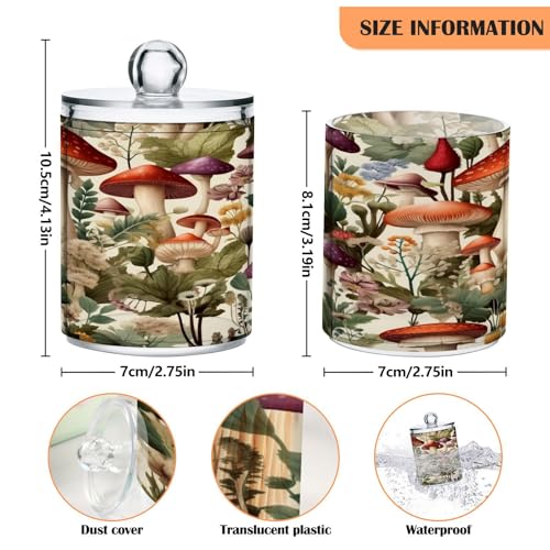 Cartoon Mushroom 2PC Airtight Transparent Plastic Storage Jar