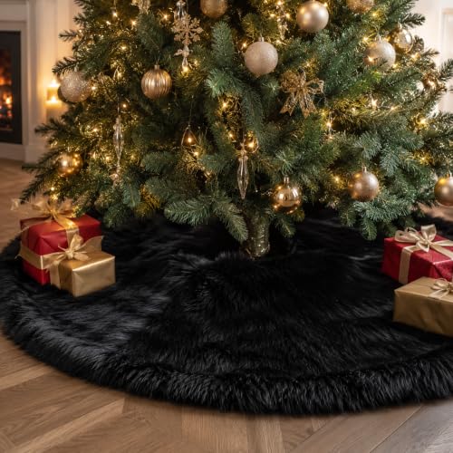 48 Inch Black Christmas Tree Skirt