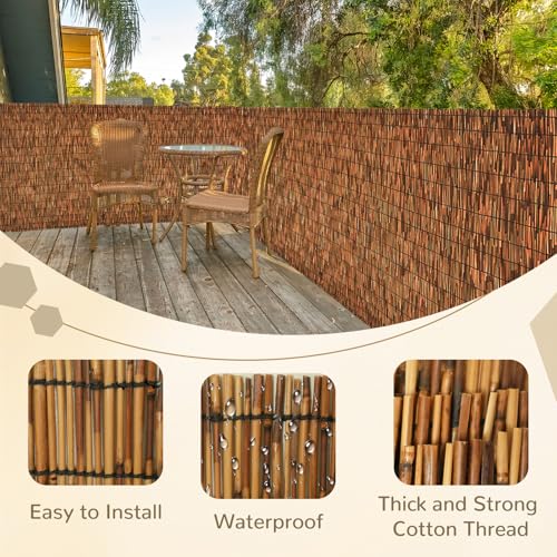 Brown 5.6FT X16.4FT Reed Fencing Roll Bamboo Privacy Fence Screen