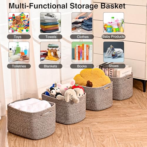 Storage Baskets for Organizing 12.5x9.1x7.9 Mixed Dark Brown (4 Count)