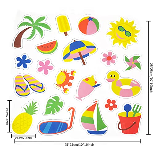 20 PCS Summer Thick Gel Clings Hawaiian Tropic Window Gel Clings Decals Stickers for Kids (100 Count)