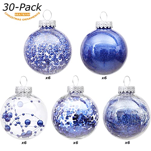 30 Pack Clear Christmas Ball Ornaments with Fillers (30 Count)