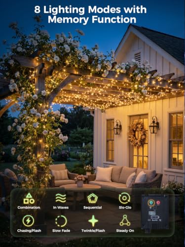 200FT 600LEDs Fairy Lights Solar Powered