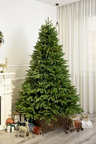 7 Foot Realistic Evergreen Valley Fraser Fir Christmas Tree Prelit with Warm White LED Lights