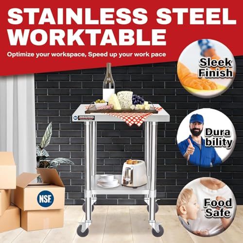 24x18 NSF Stainless Steel Cart Work Table