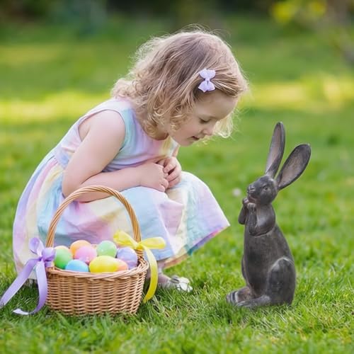 Bunny Garden Decor 11 Inch Brown Resin Rabbit Outdoor Statue