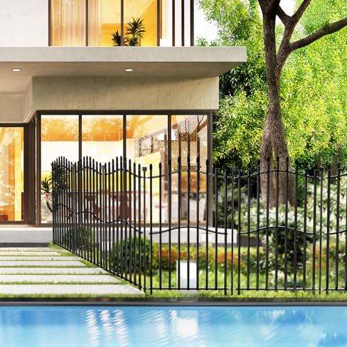 No Dig Garden Fence 40" H x 22.5'L with Gate Decorative Yard Dog Panels (7.83 Sq Ft)
