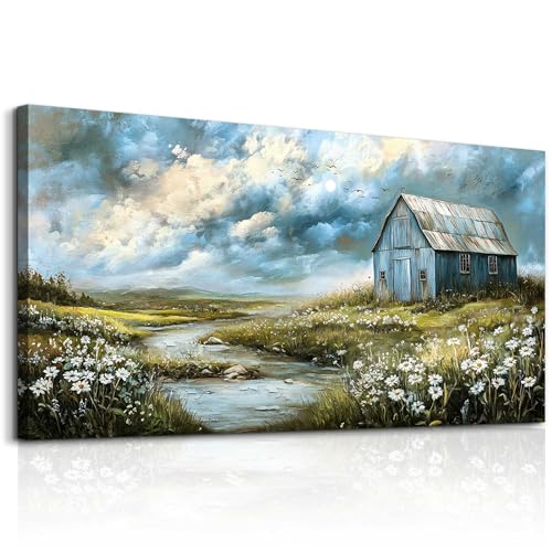 Wall Art For Living Room Large Canvas Wall Decor For Bedroom Field Scenery Flower Watercolour Painting Office Restaurant Mural Printing Picture Artwork Ready To Hang Home Decor 24x48 In