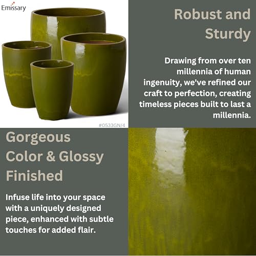 Bullet 11.5 in. Green Ceramic Round Planter