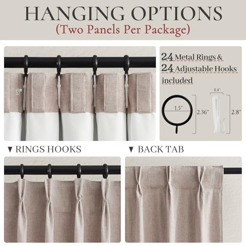 Extra Wide Linen Curtains for Living Room (2 Count)