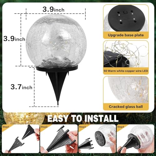 6 Pack 3.9" Solar Garden Lights Outdoor Waterproof (6 Count)