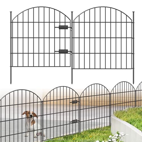 Metal Garden Fence with Gate 28 in x 11.7 ft (27.3 Sq Ft)